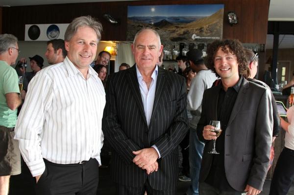 L-R: Edgewater GM Leigh Stock, Ross McRobie, manager of World Travellers Wanaka with Keith Stubbs, 360qw at the Wanaka launch